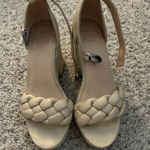 Oasis Cream Wedge Sandals with Braided Design